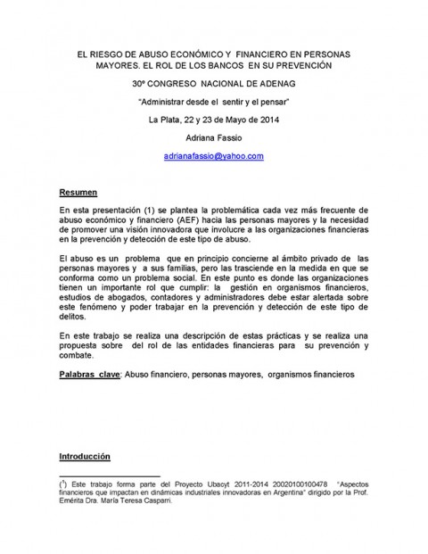 El riesgo de abuso económico y financiero en personas mayores