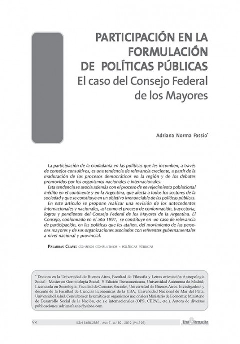 Participación en la formulación de políticas públicas