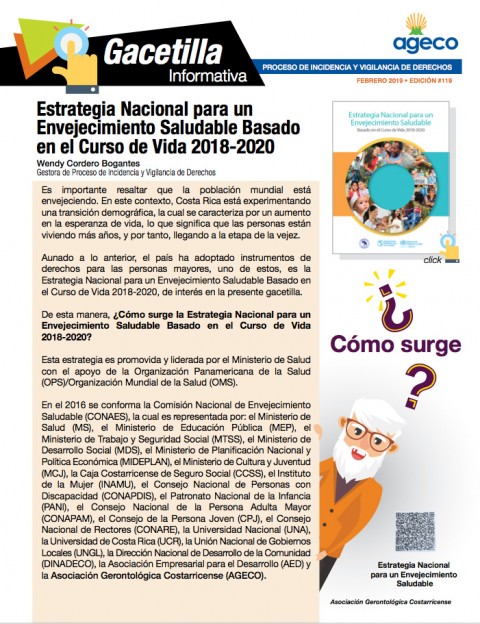 Costa Rica: Estrategia Nacional para un Envejecimiento Saludable basado en el Curso de Vida 2018-2020
